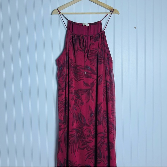 Love stitch Kiriana Halter Maxi Dress Red Floral Chiffon Left Print Flowy M - Picture 4 of 15